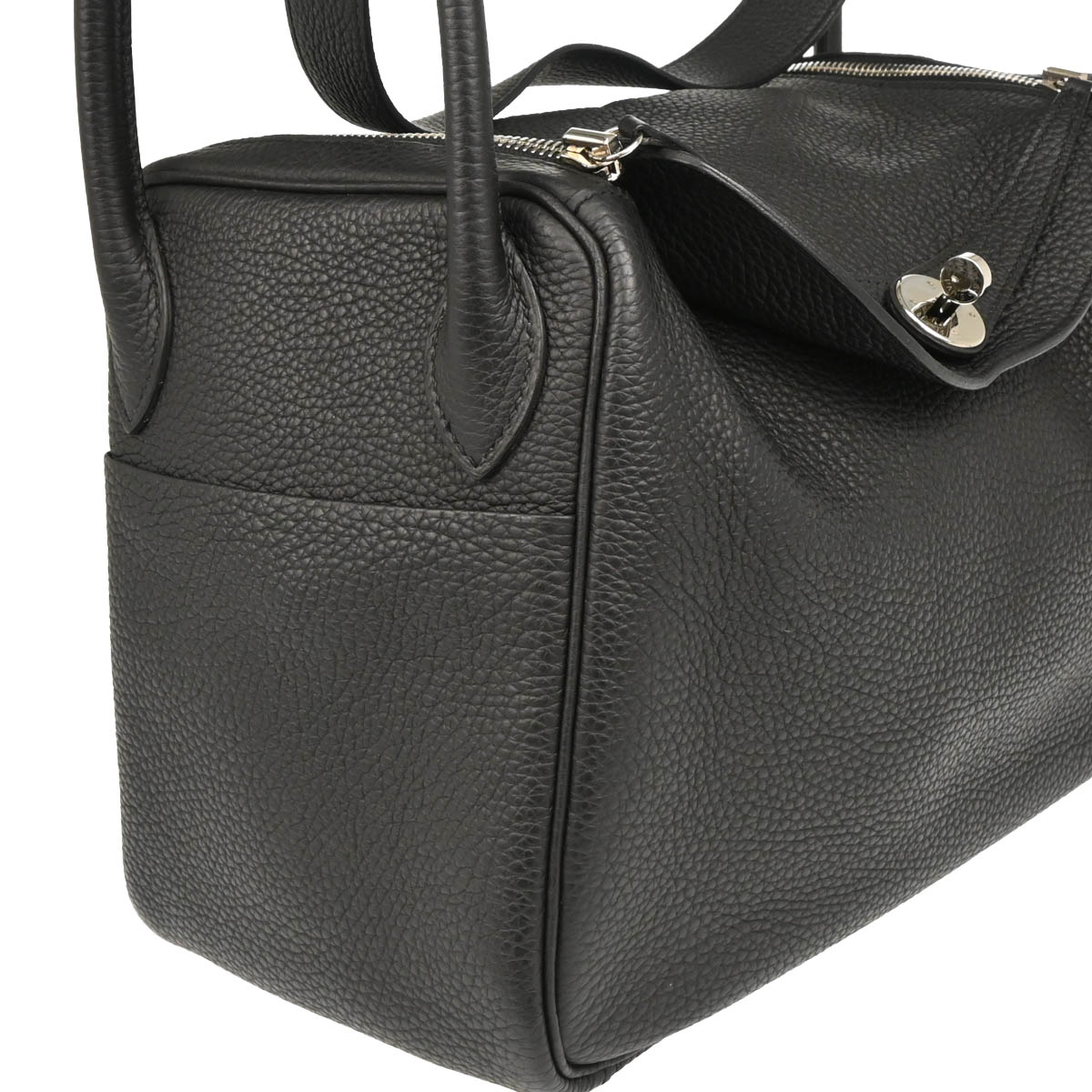 Hermes 2017 Black Taurillon Clemence Lindy 30 Shoulder Bag