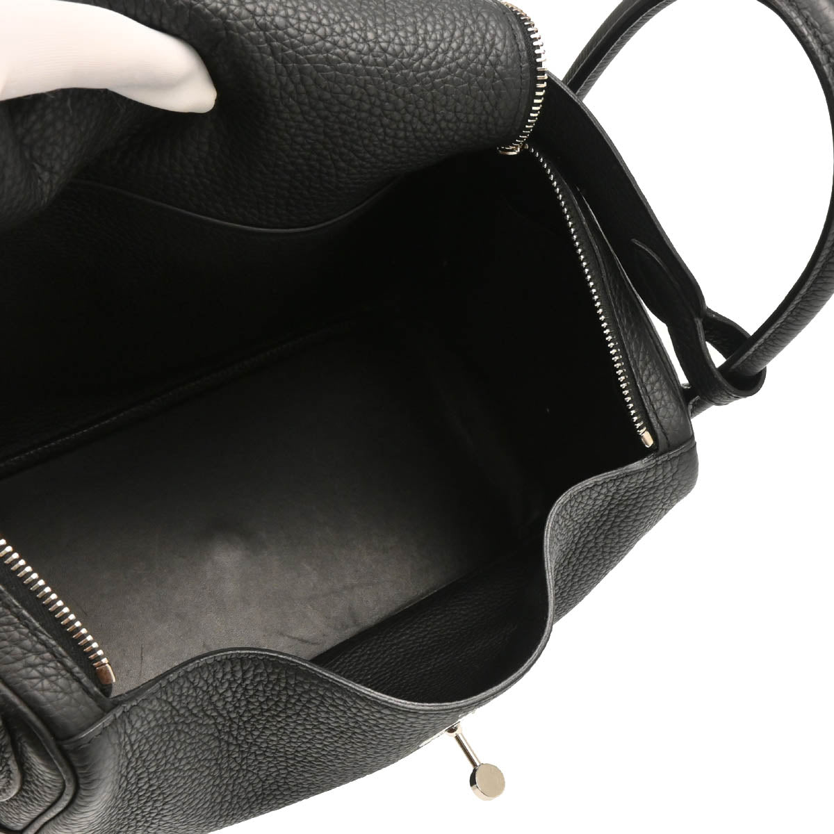 Hermes 2017 Black Taurillon Clemence Lindy 30 Shoulder Bag
