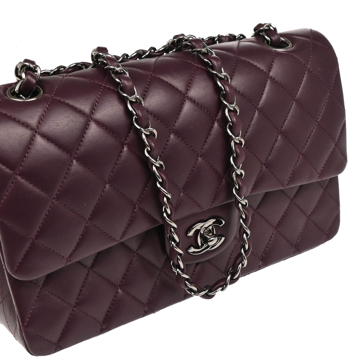 Chanel 2011 Purple Lambskin Medium Classic Double Flap Shoulder Bag