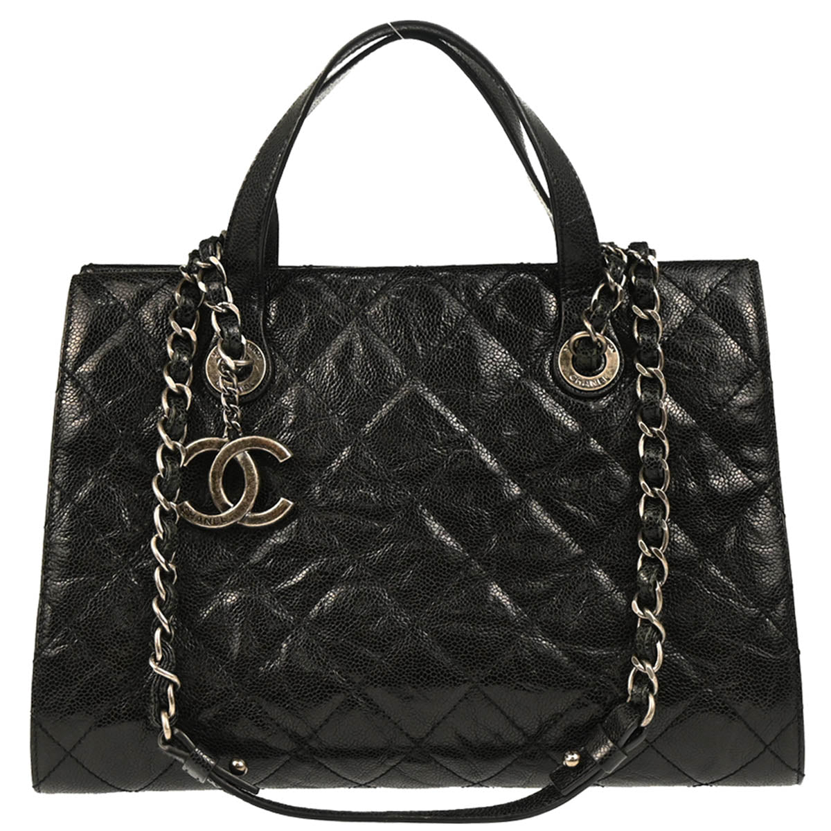 Chanel 2013-2014 Black Calfskin CC Crave Tote 2way Shoulder Handbag