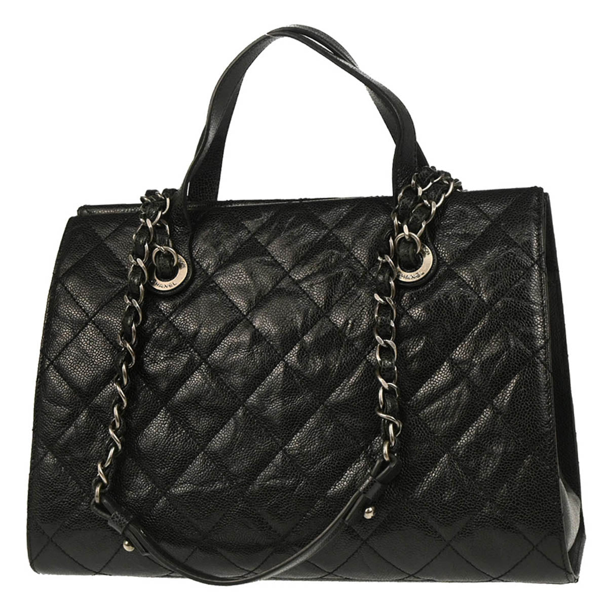 Chanel 2013-2014 Black Calfskin CC Crave Tote 2way Shoulder Handbag