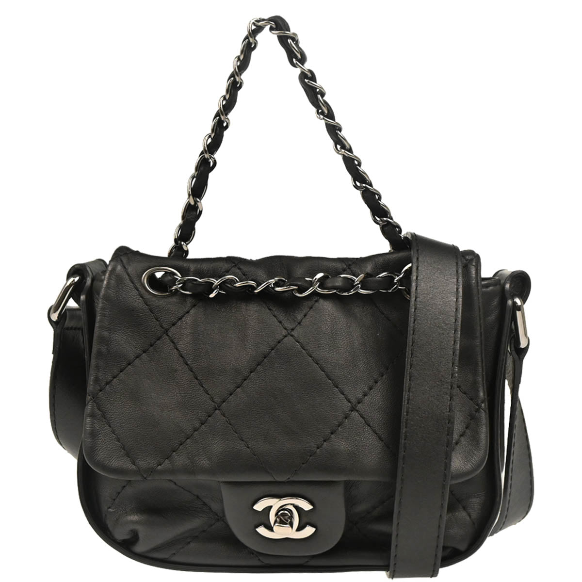 Chanel 2011 Black Calfskin 2way Shoulder Handbag