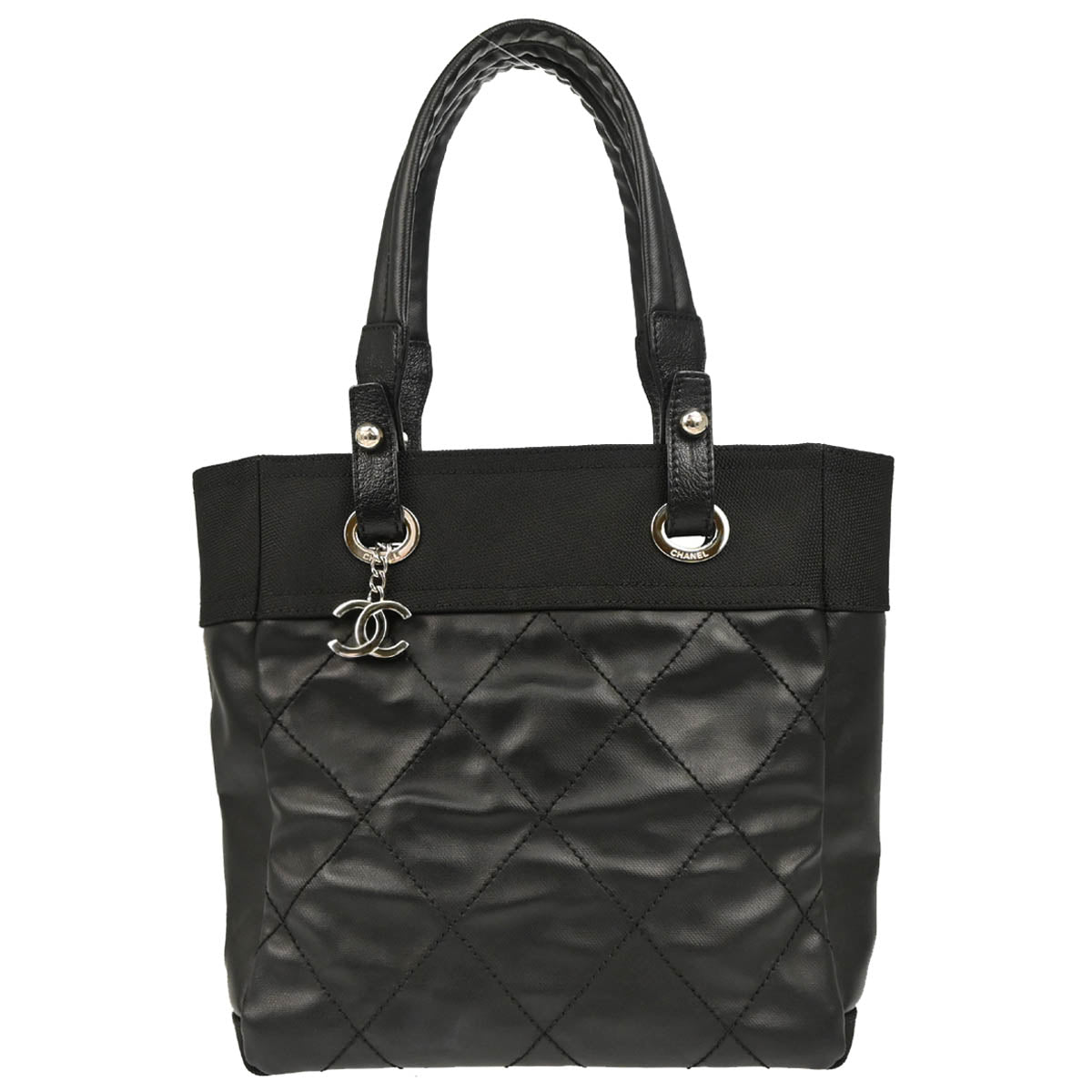 Chanel 2012-2013 Black Canvas Paris-Biarritz Tote PM Handbag