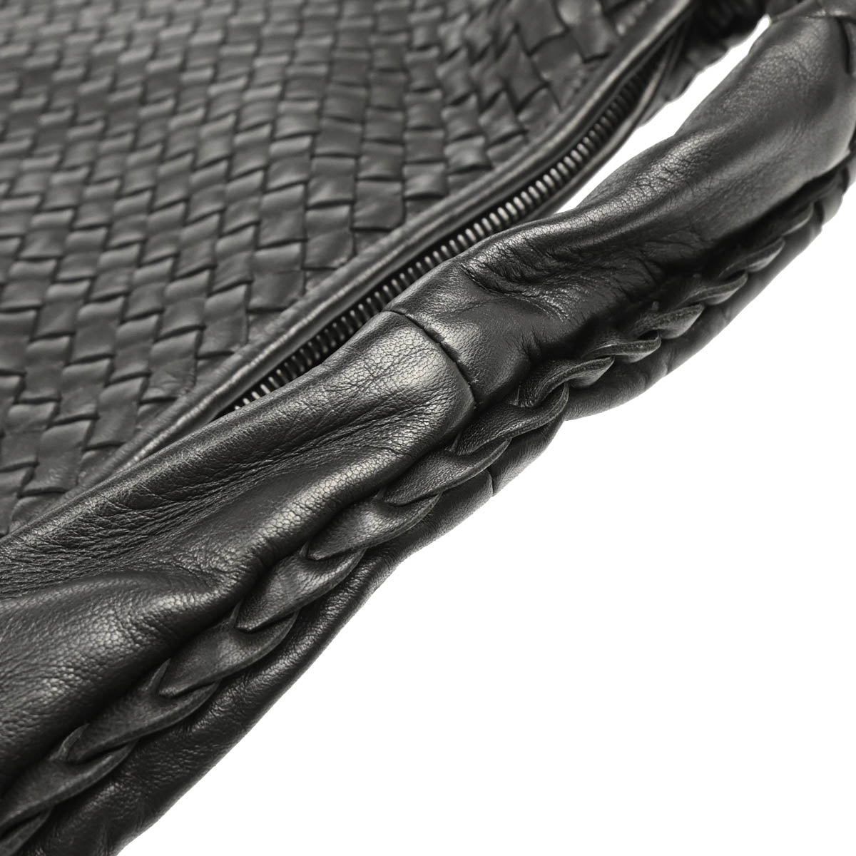 Bottega Veneta Black Intrecciato Hobo Handbag