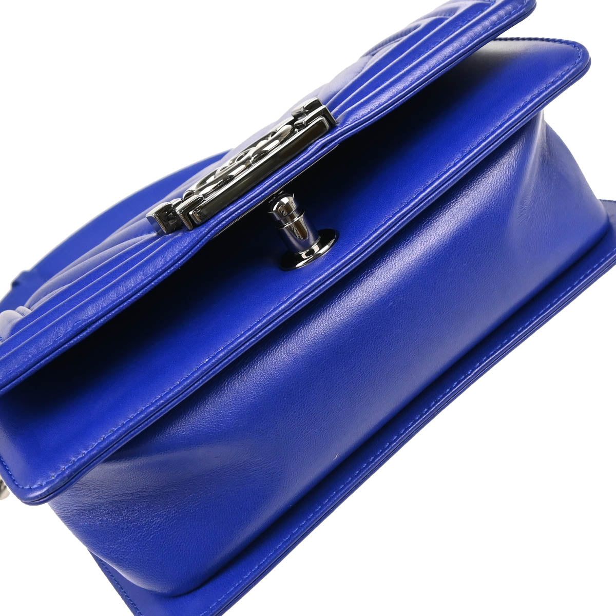 Boy Chanel 2017-2018 Blue Lambskin Chevron Small Chain Shoulder Bag