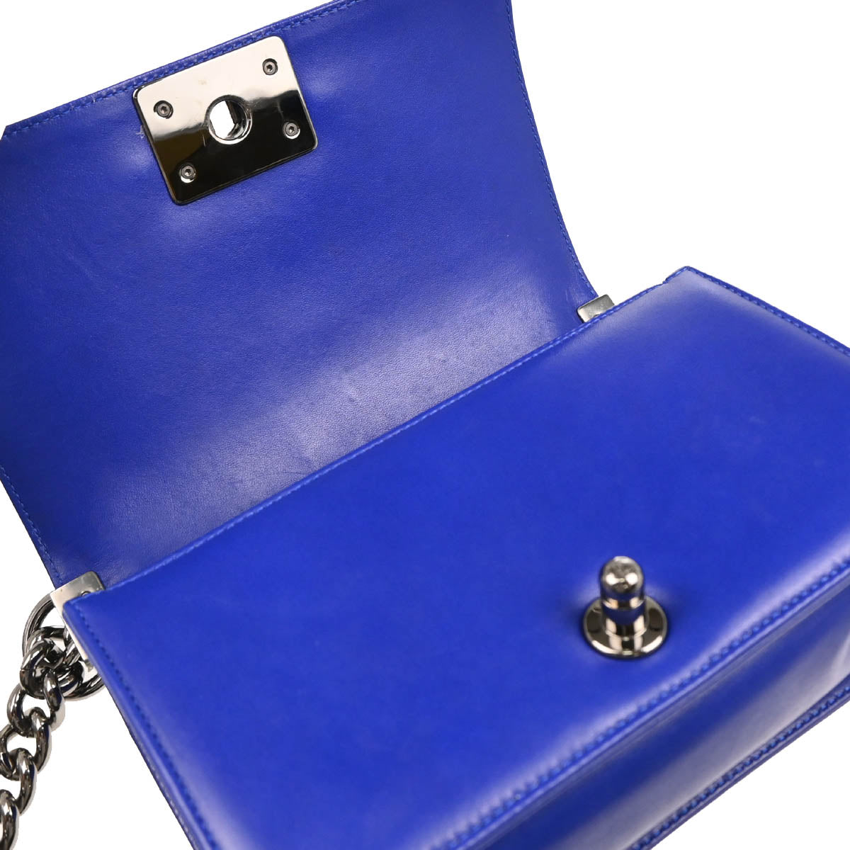 Boy Chanel 2017-2018 Blue Lambskin Chevron Small Chain Shoulder Bag