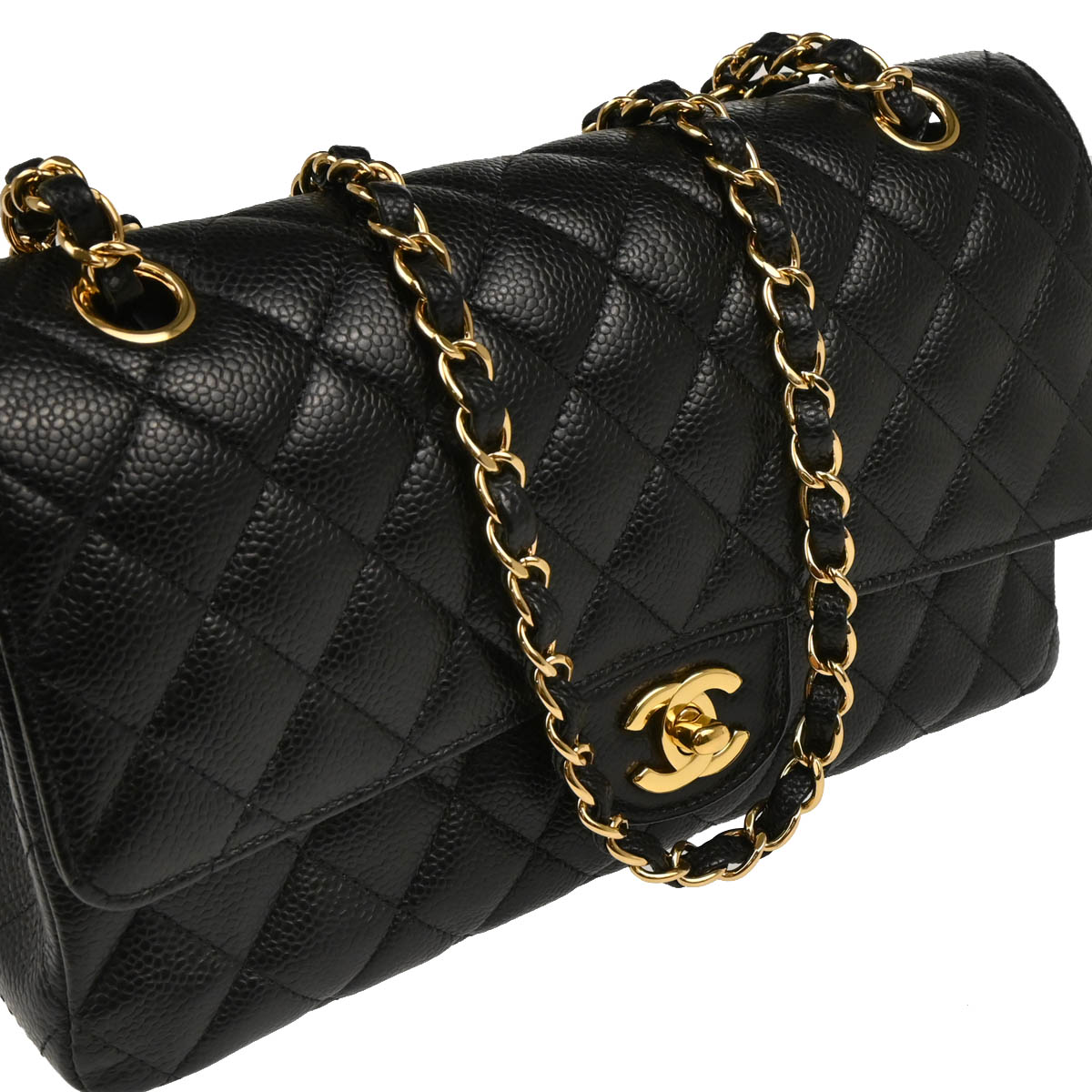 Chanel 2015-2016 Black Caviar Medium Classic Double Flap Shoulder Bag