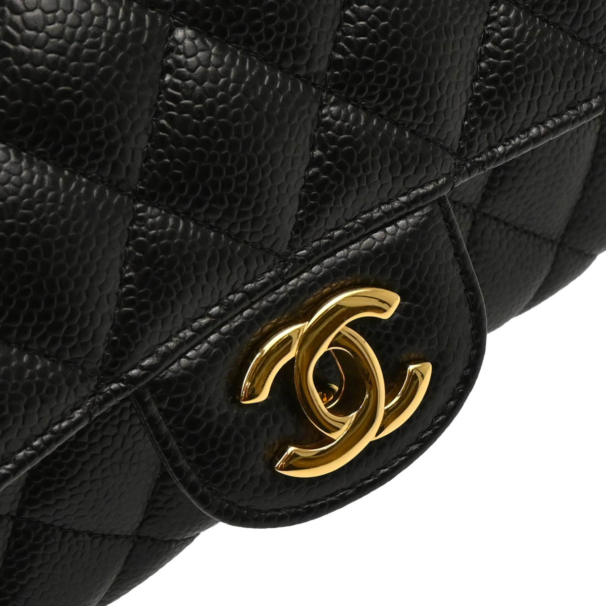 Chanel 2015-2016 Black Caviar Medium Classic Double Flap Shoulder Bag