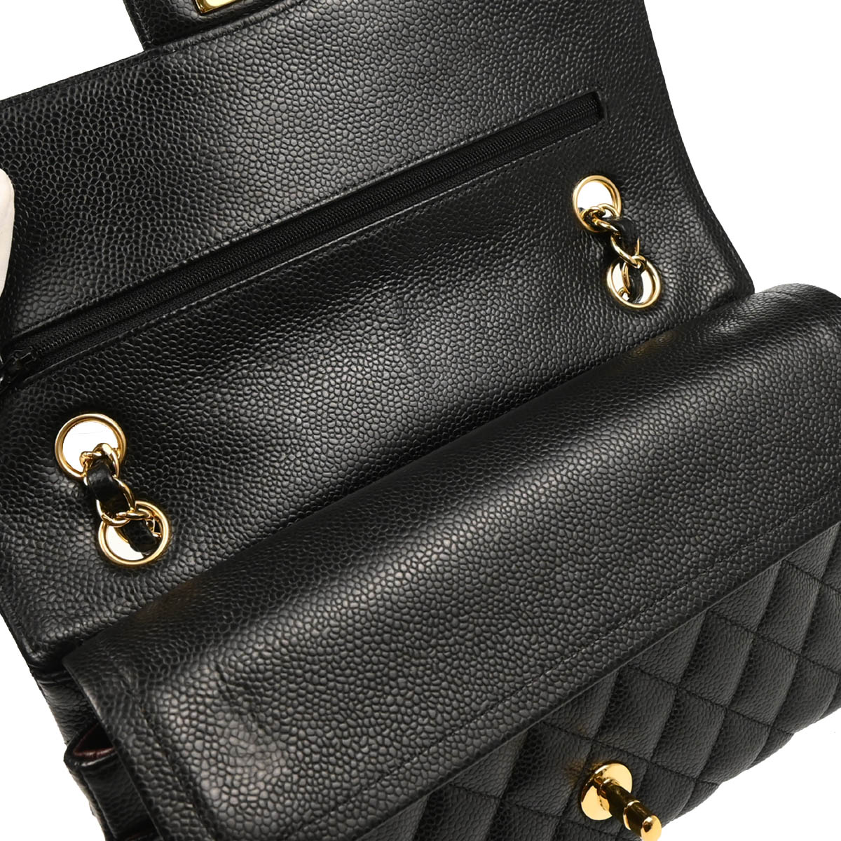 Chanel 2015-2016 Black Caviar Medium Classic Double Flap Shoulder Bag