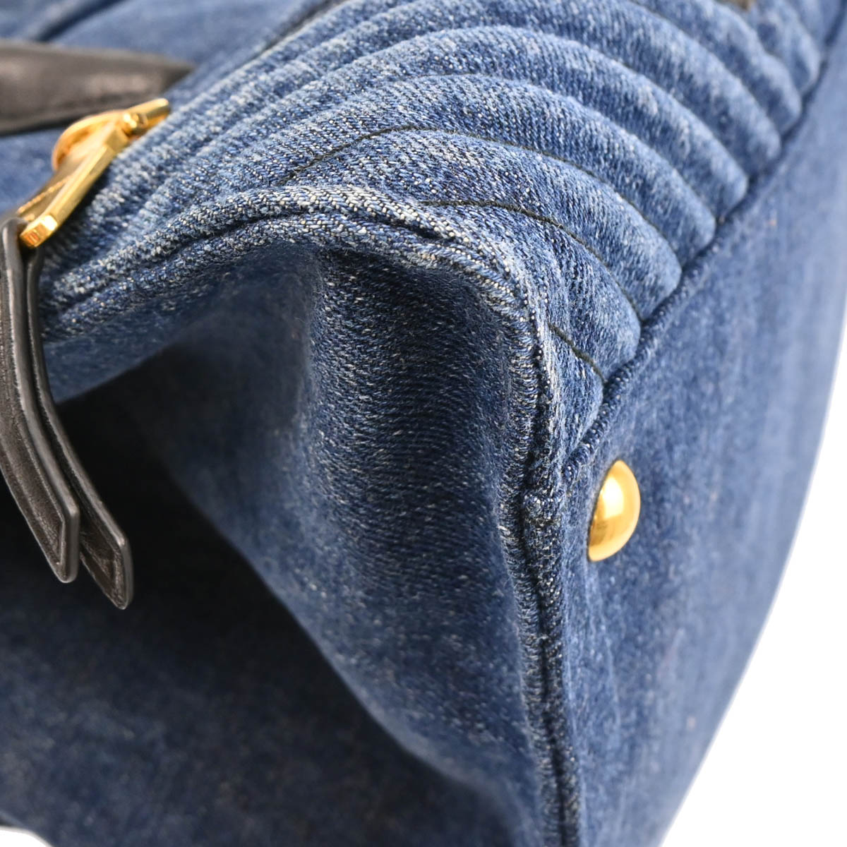 Miu Miu Blue Denim Biker 2way Shoulder Handbag