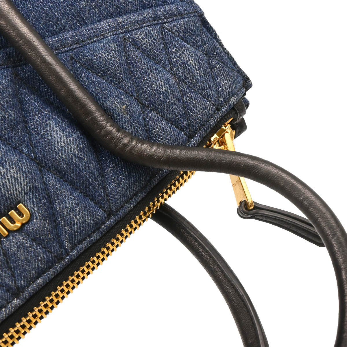 Miu Miu Blue Denim Biker 2way Shoulder Handbag