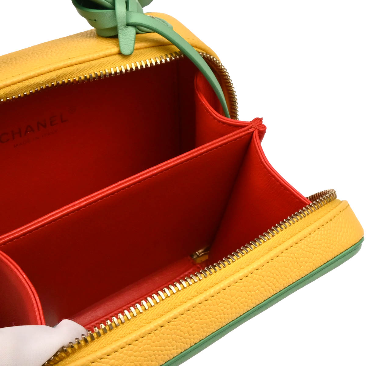 Chanel 2019 Yellow Caviar Filigree 2way Shoulder Vanity Handbag