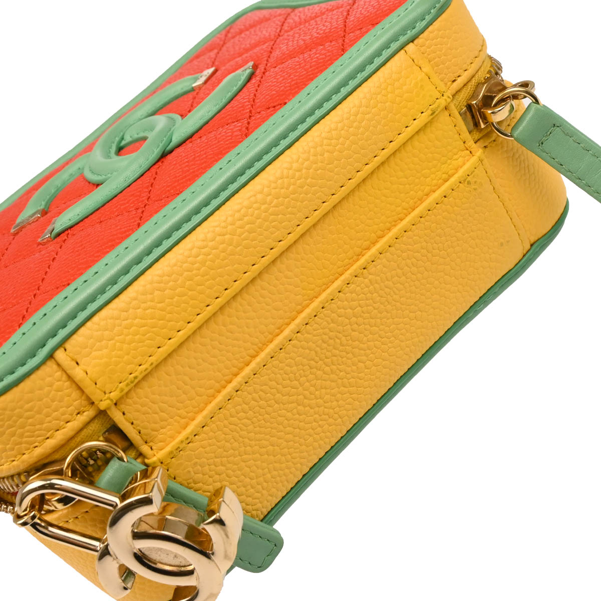 Chanel 2019 Yellow Caviar Filigree 2way Shoulder Vanity Handbag