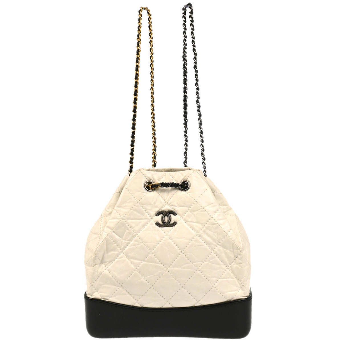 Chanel 2017-2018 White Black Lambskin Calfskin Gabrielle Backpack