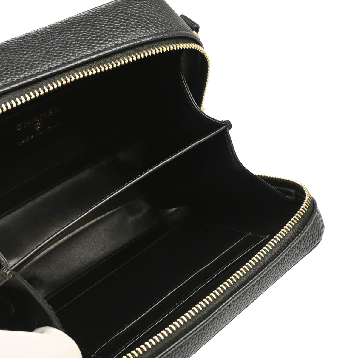 Chanel 2018-2019 Black Caviar Filigree Vanity Shoulder Bag