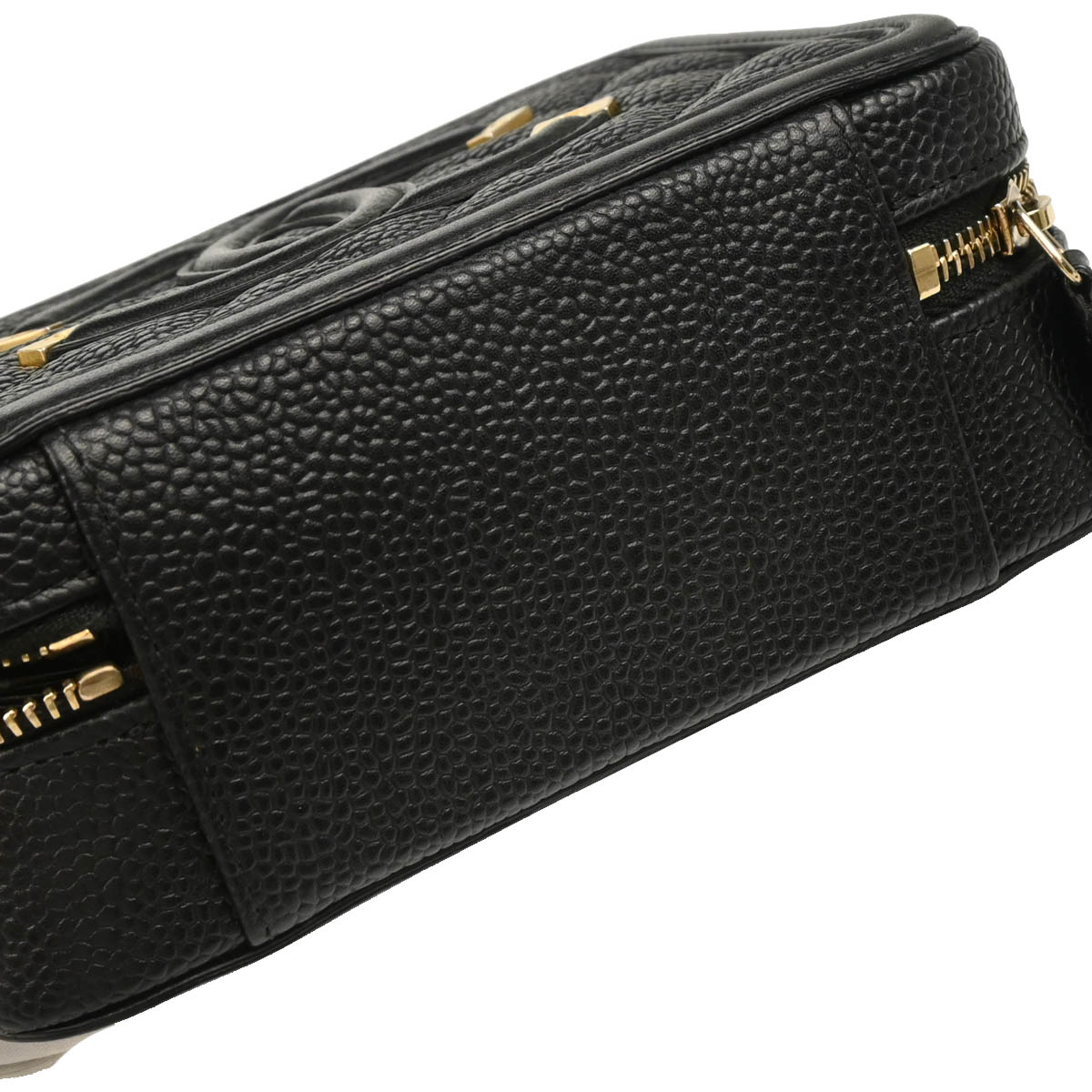 Chanel 2018-2019 Black Caviar Filigree Vanity Shoulder Bag