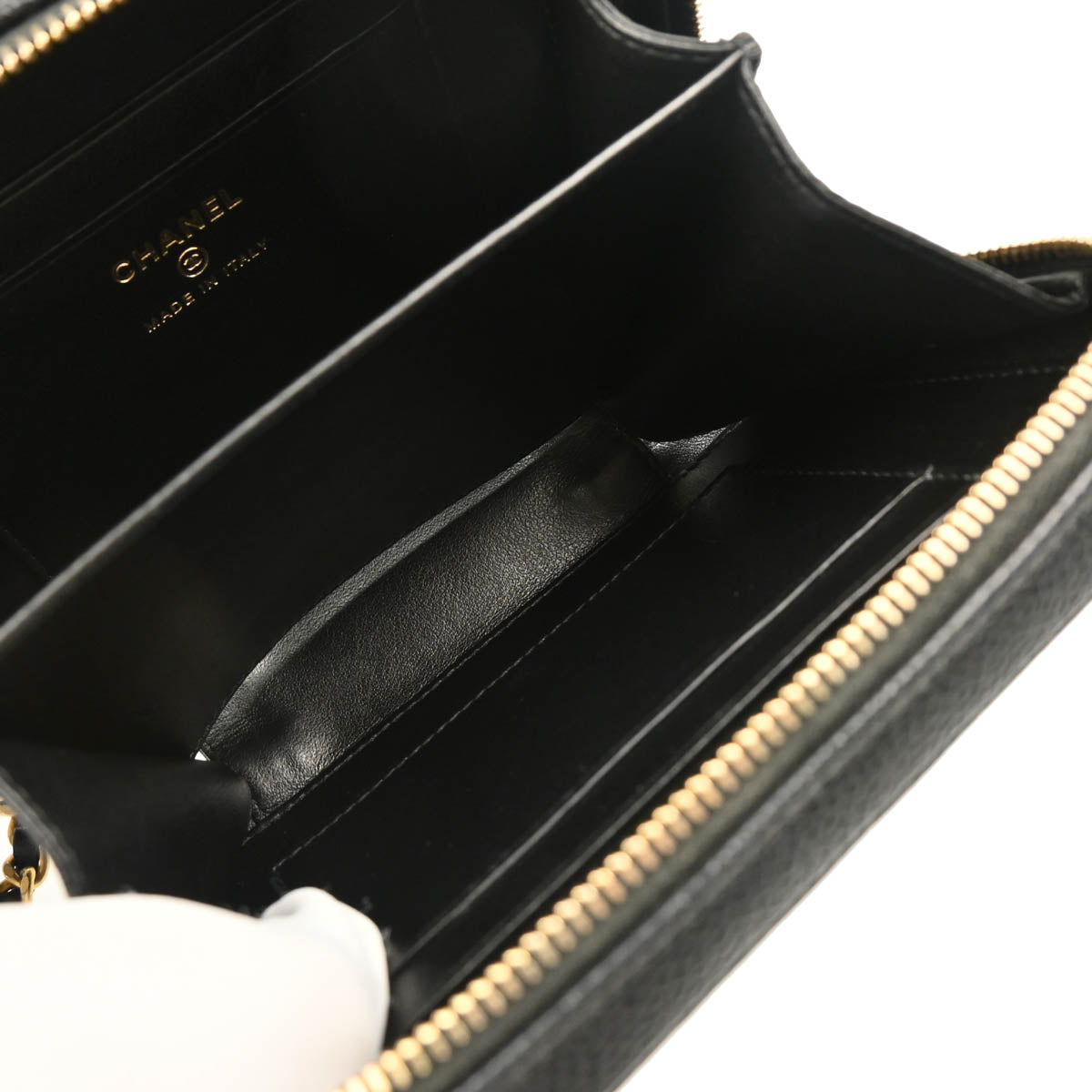 Chanel 2018-2019 Black Caviar Filigree Vanity Shoulder Bag