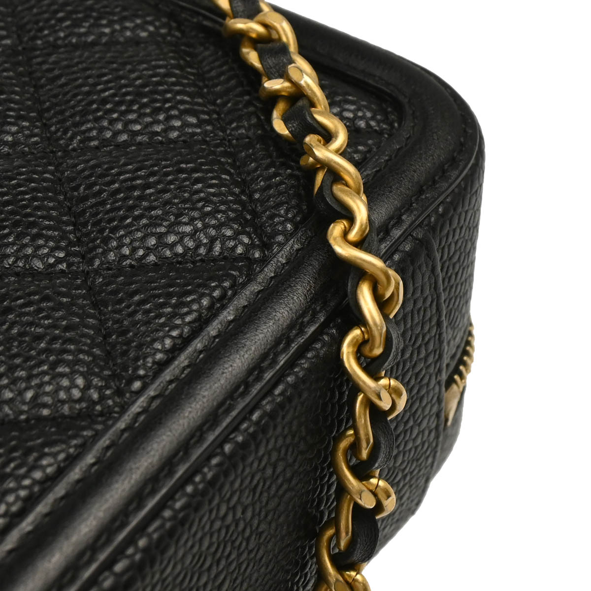 Chanel 2018-2019 Black Caviar Filigree Vanity Shoulder Bag