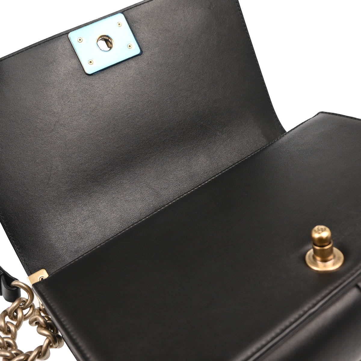 Boy Chanel 2017 Black Gold Lambskin Medium Shoulder Bag