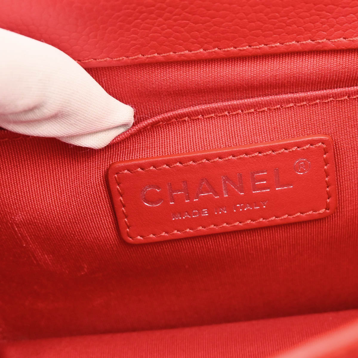 Chanel 2017 Red Caviar Half Coco CC Box Shoulder Bag