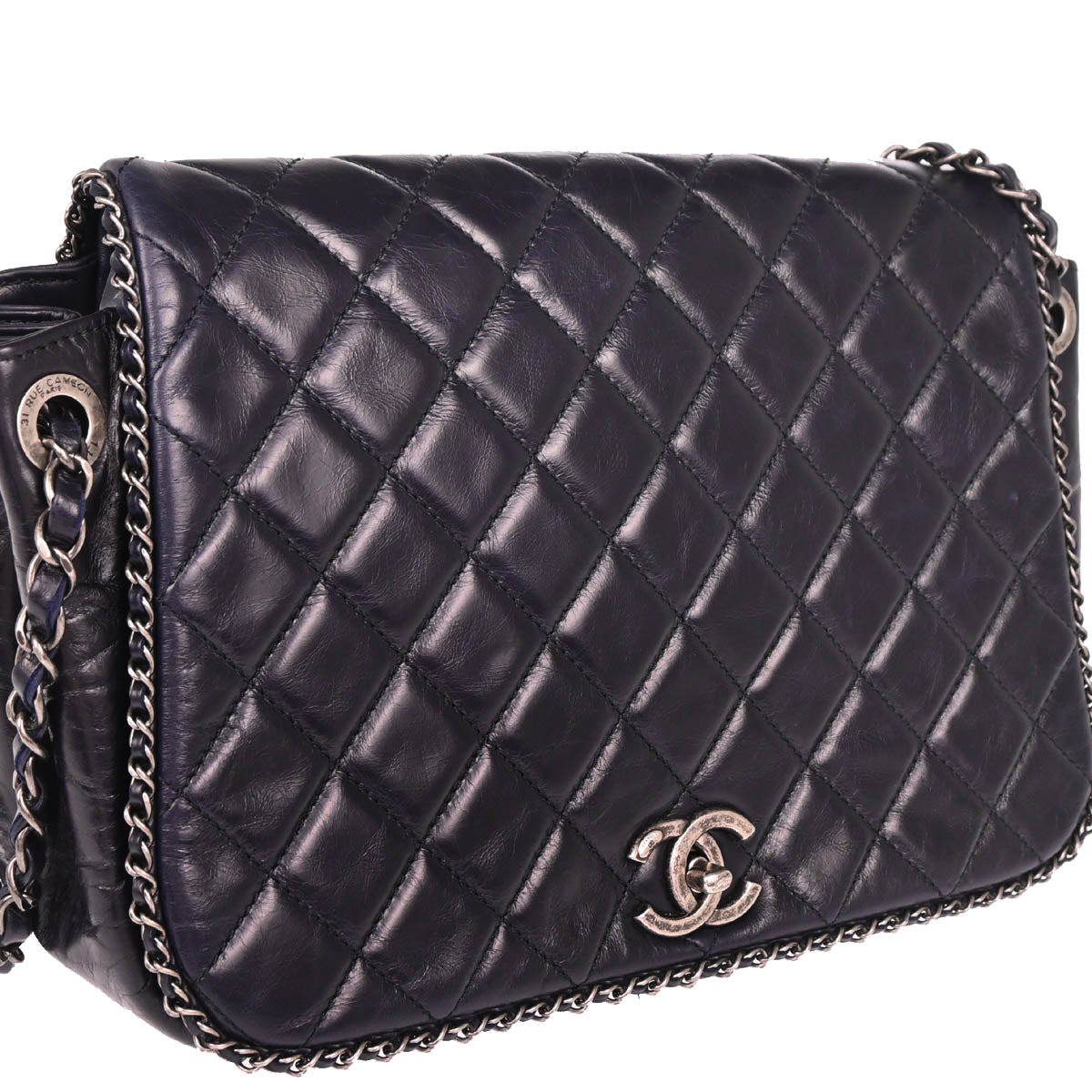 Chanel 2015-2016 Navy Lambskin Shoulder Bag