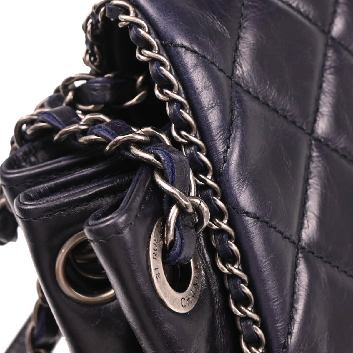 Chanel 2015-2016 Navy Lambskin Shoulder Bag