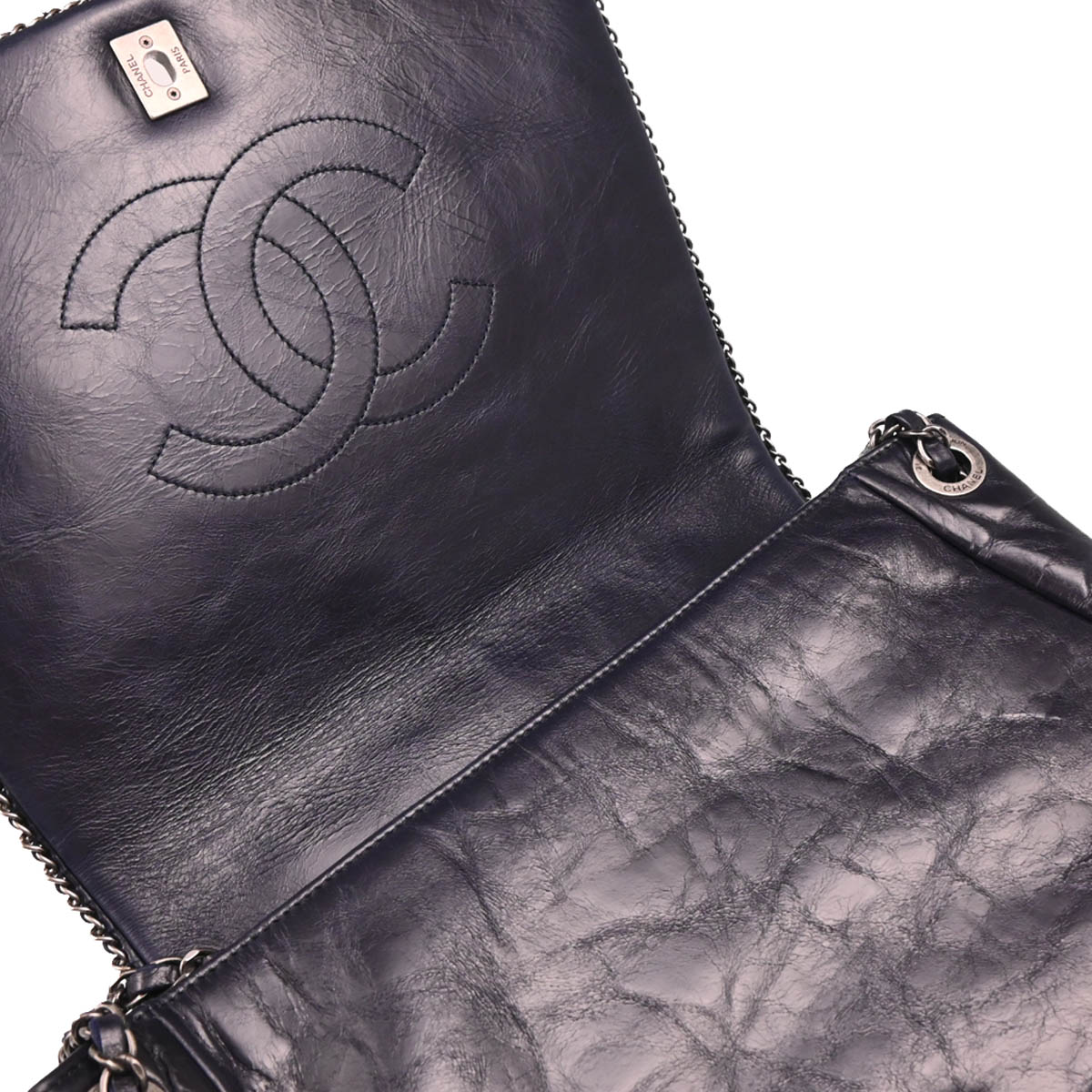 Chanel 2015-2016 Navy Lambskin Shoulder Bag