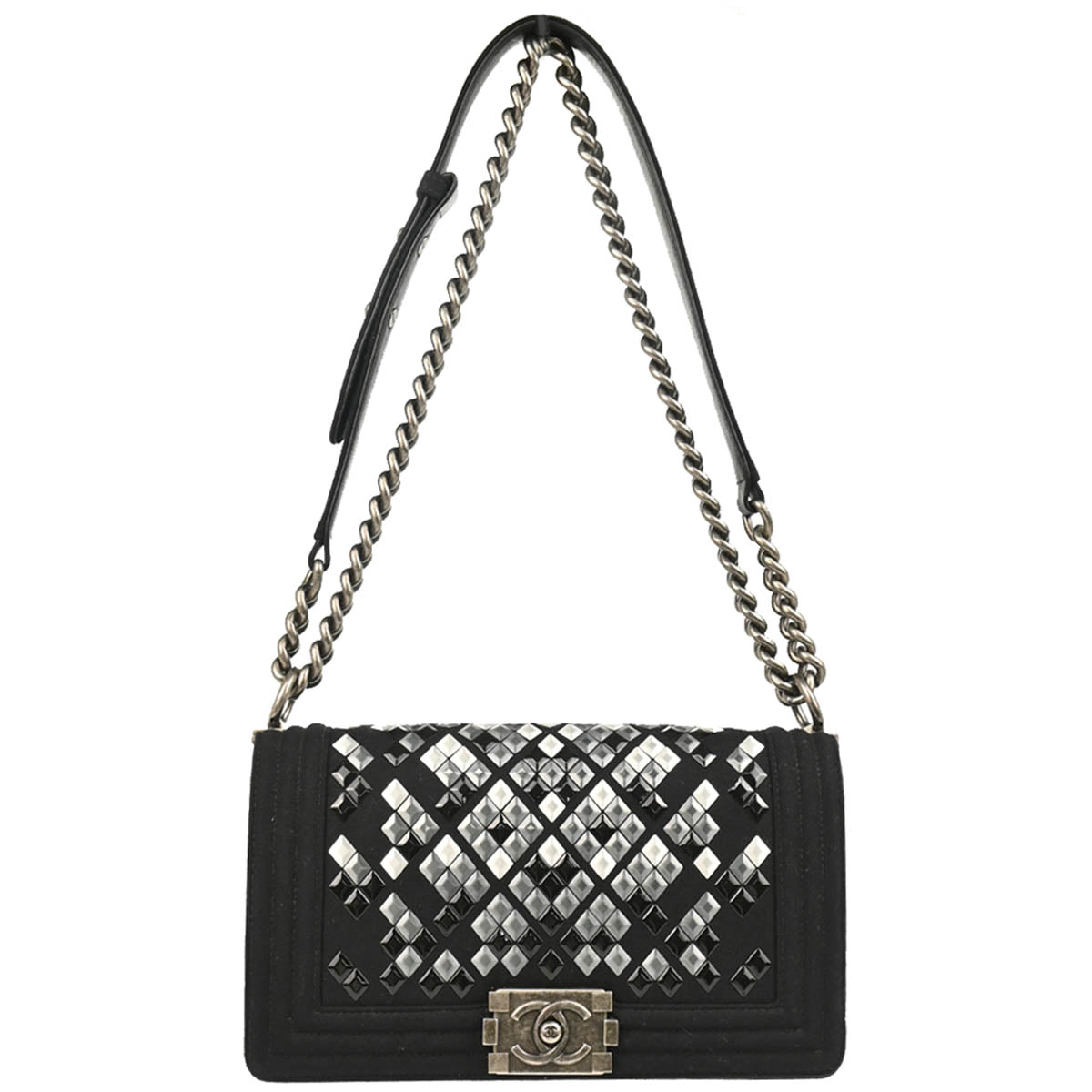 Boy Chanel 2018-2019 Black Cotton Medium Shoulder Bag
