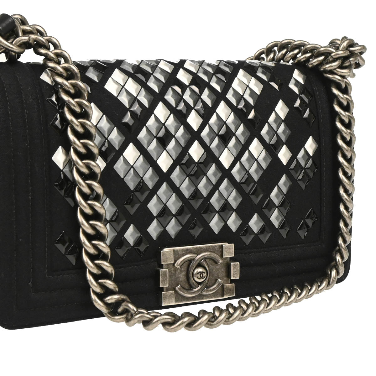 Boy Chanel 2018-2019 Black Cotton Medium Shoulder Bag