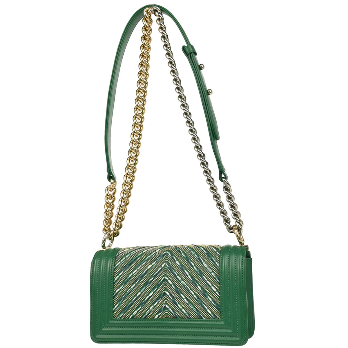 Boy Chanel 2018 Green Lambskin Chevron Small Chain Shoulder Bag