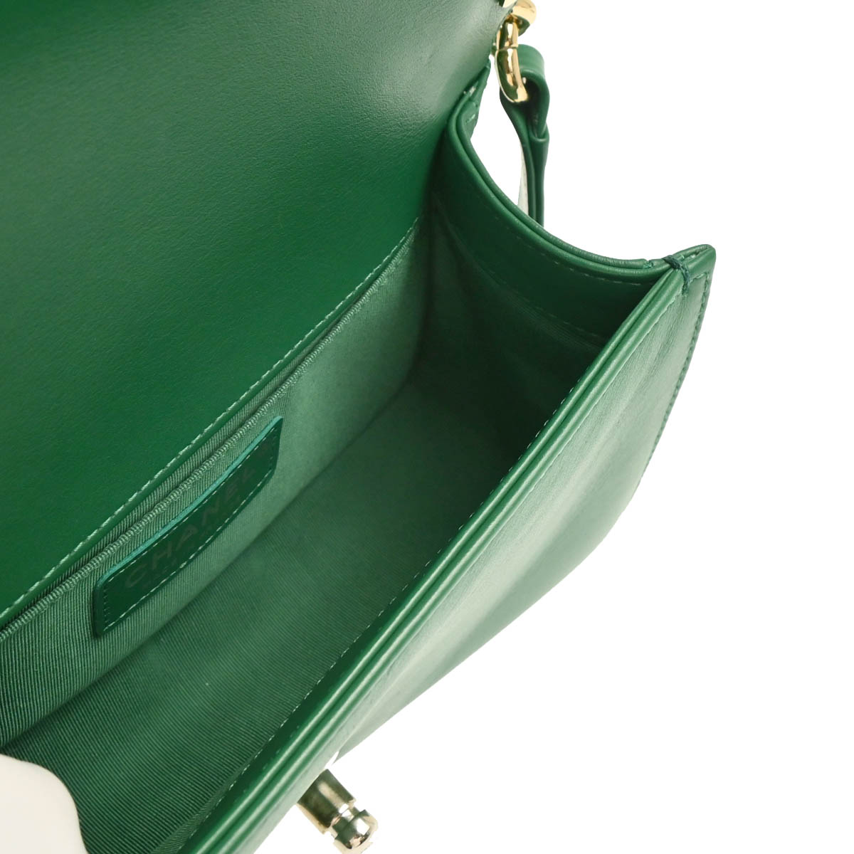 Boy Chanel 2018 Green Lambskin Chevron Small Chain Shoulder Bag