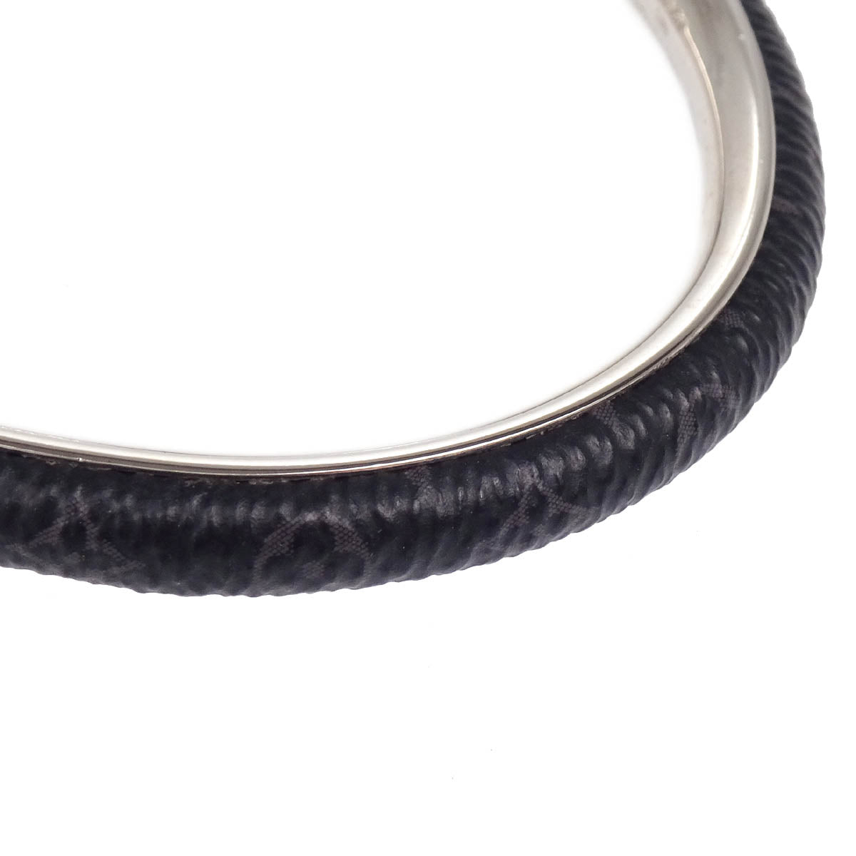Louis Vuitton 2017 Black Silver Monogram Eclipse Bangle Bracelet M63650