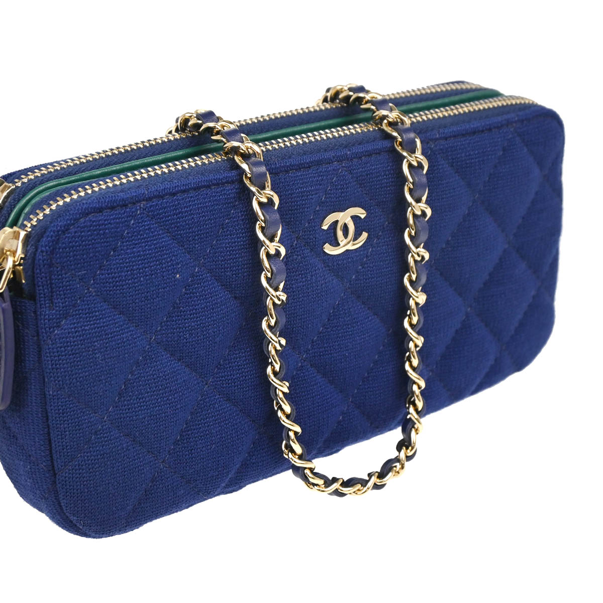 Chanel 2019 Blue Cotton WOC Shoulder Wallet Bag