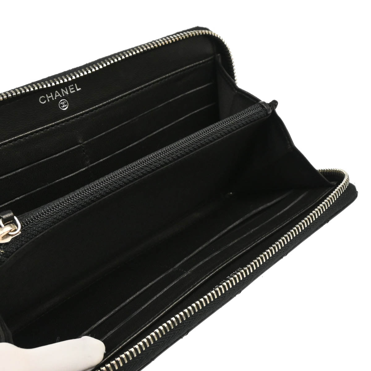 Chanel 2016-2017 Black Patent Leather Coco Boy Zip Around Wallet