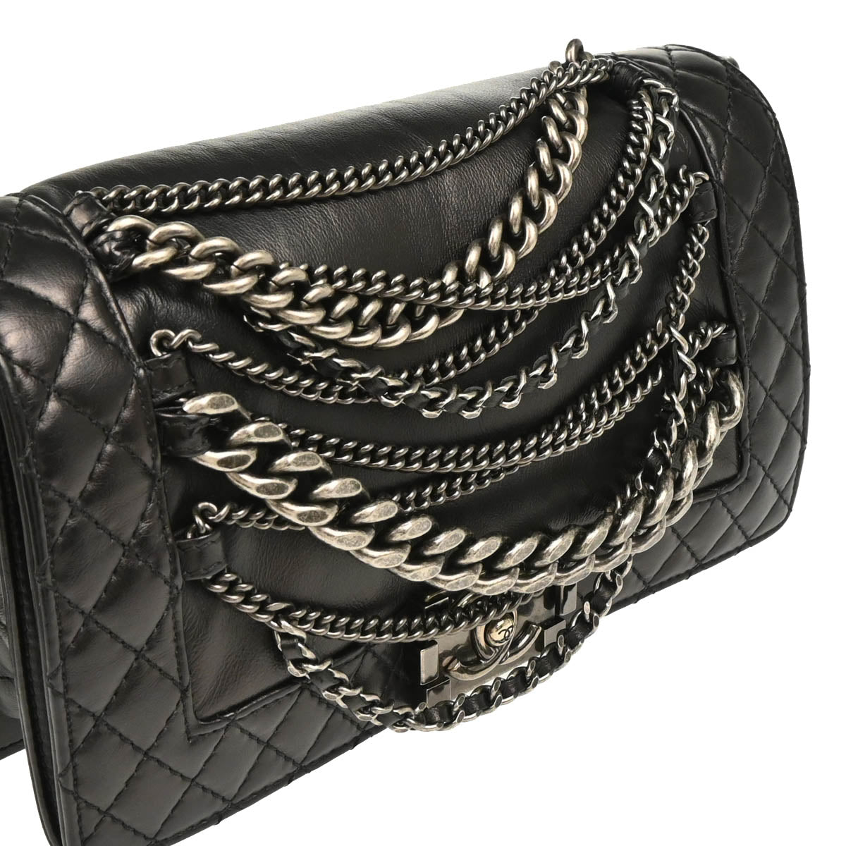 Boy Reverso Chanel 2013-2014 Black Lambskin Medium Shoulder Bag
