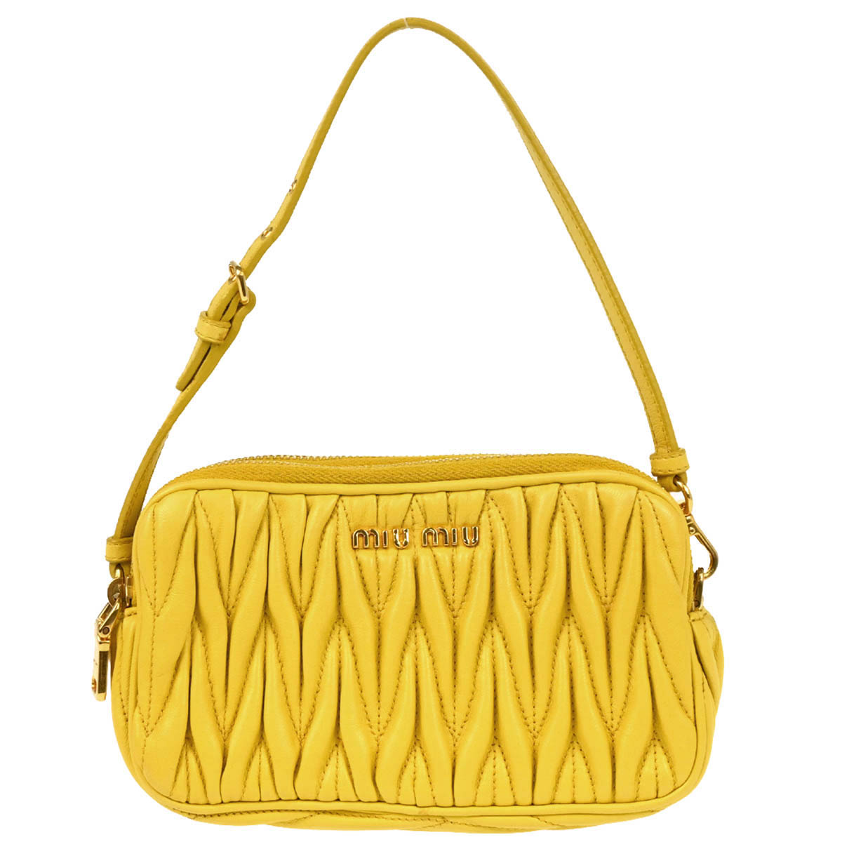 Miu Miu Yellow Lambskin Matelasse Handbag