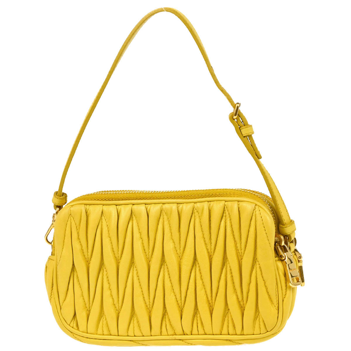 Miu Miu Yellow Lambskin Matelasse Handbag