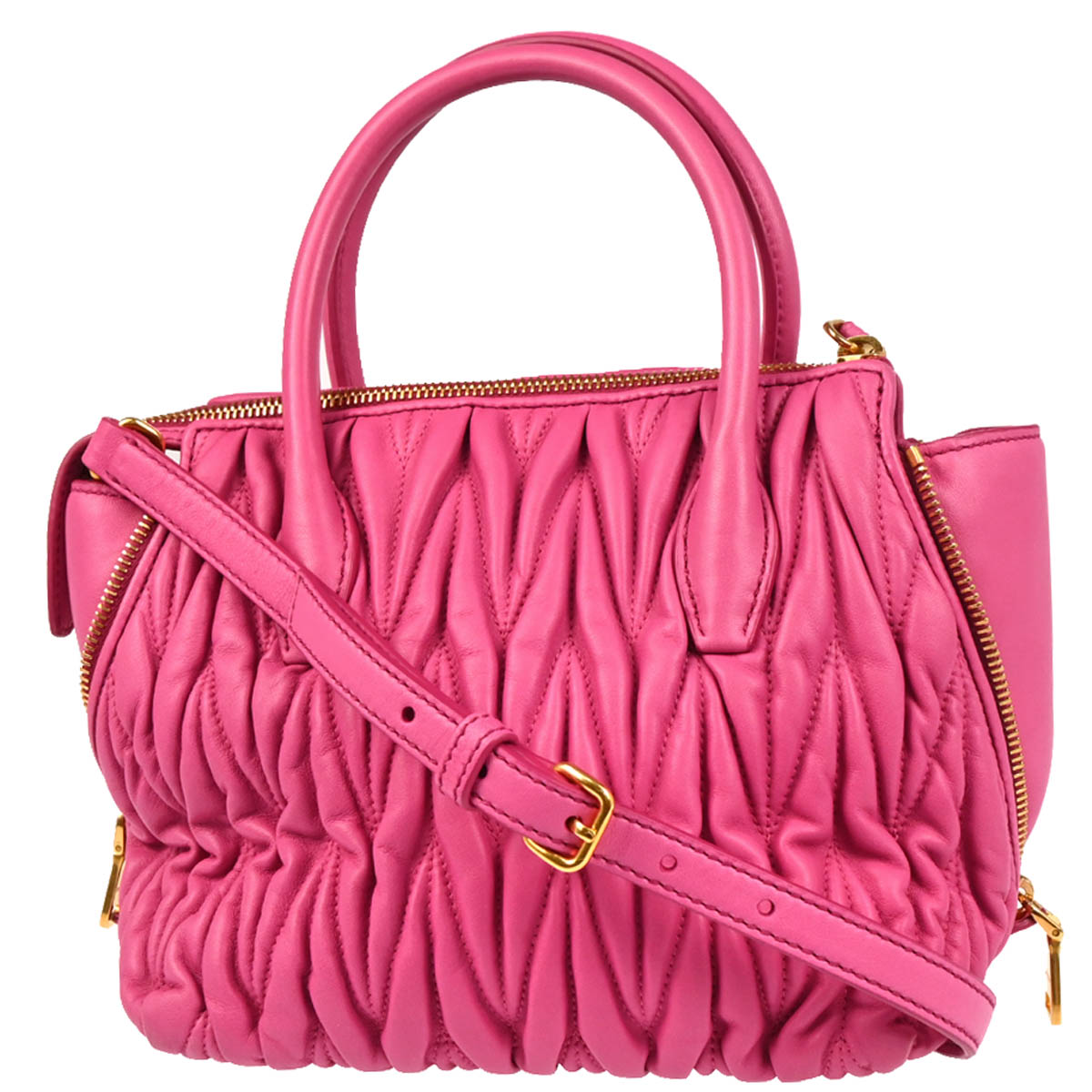 Miu Miu Pink Lambskin Matelasse 2way Shoulder Handbag