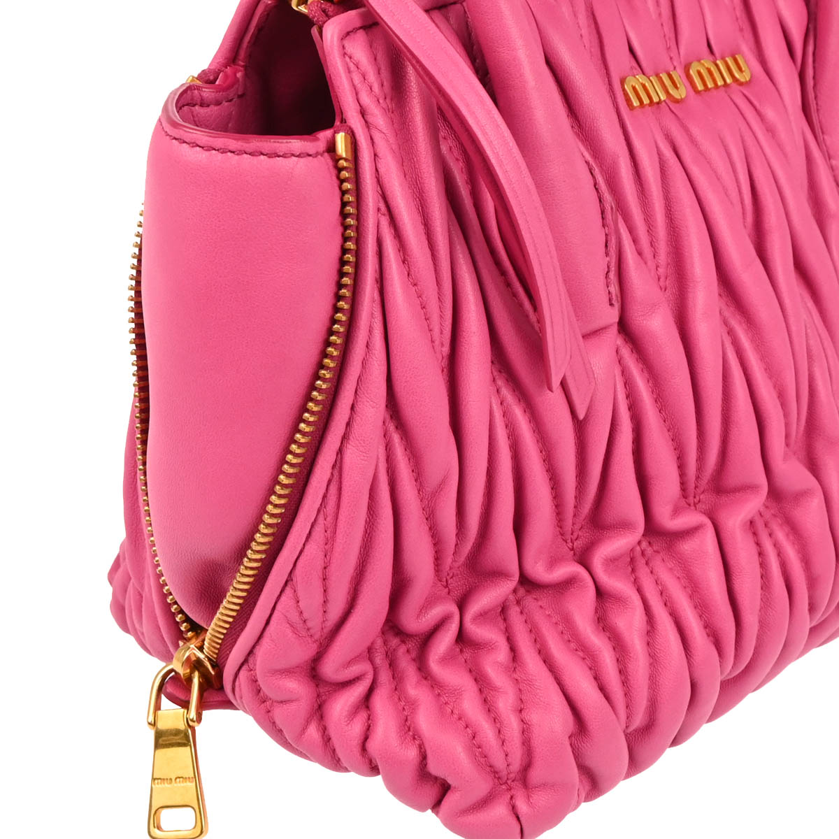 Miu Miu Pink Lambskin Matelasse 2way Shoulder Handbag