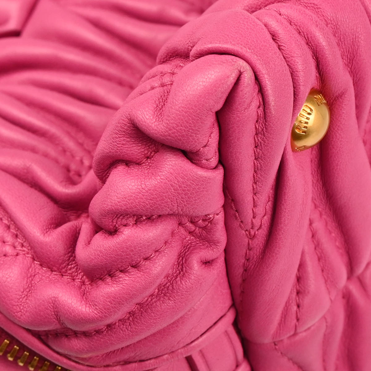 Miu Miu Pink Lambskin Matelasse 2way Shoulder Handbag