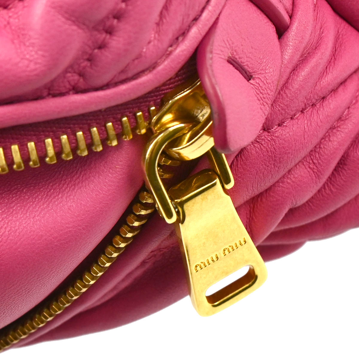 Miu Miu Pink Lambskin Matelasse 2way Shoulder Handbag