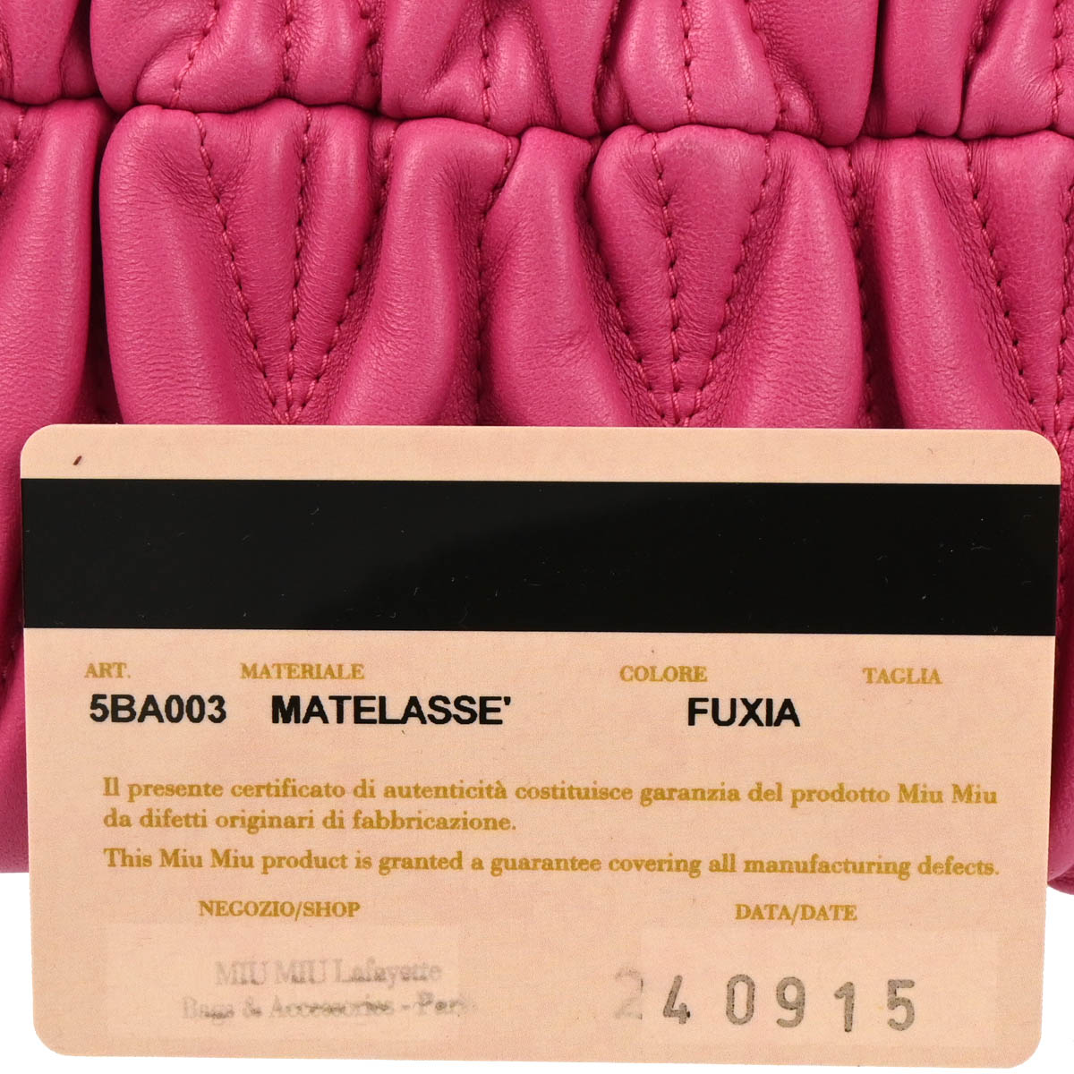 Miu Miu Pink Lambskin Matelasse 2way Shoulder Handbag