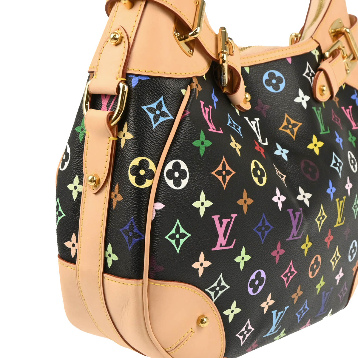Louis Vuitton 2010 Black Monogram Multicolor Greta Shoulder Bag M40196