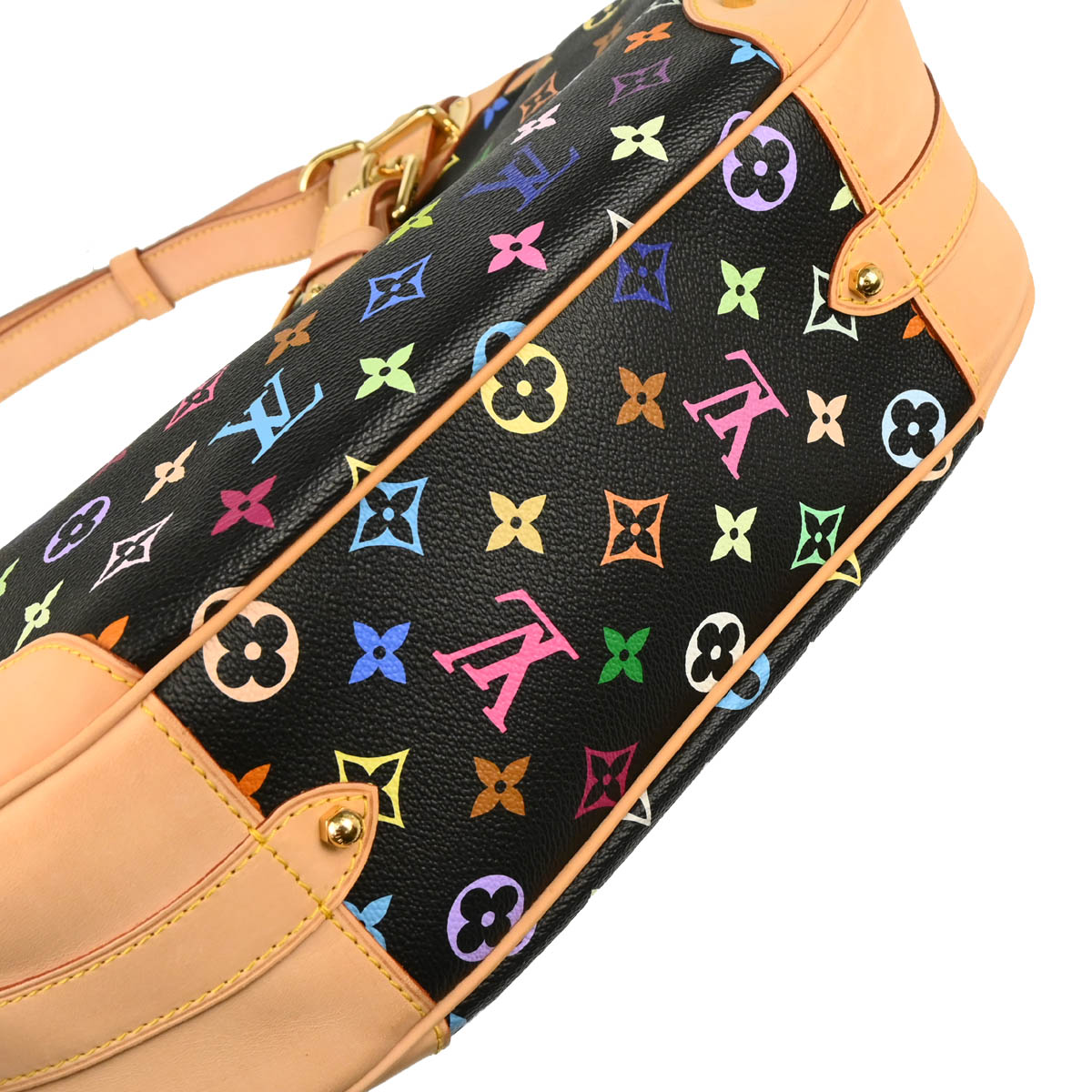 Louis Vuitton 2010 Black Monogram Multicolor Greta Shoulder Bag M40196