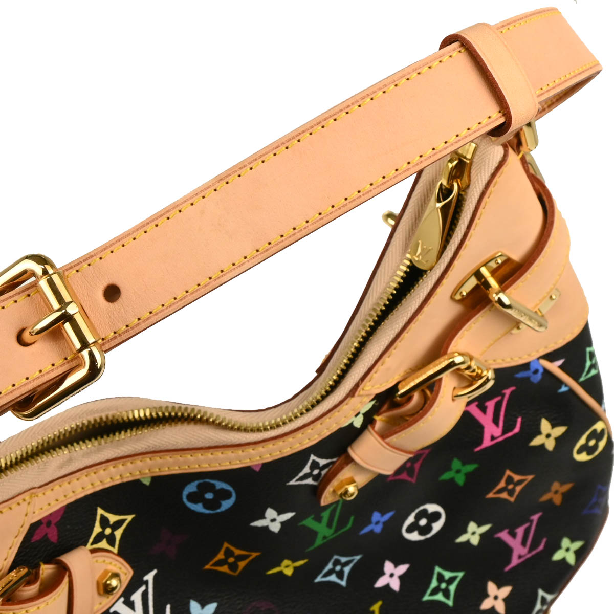 Louis Vuitton 2010 Black Monogram Multicolor Greta Shoulder Bag M40196