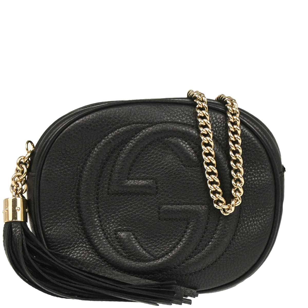 Gucci Black Leather Fringe Shoulder Bag