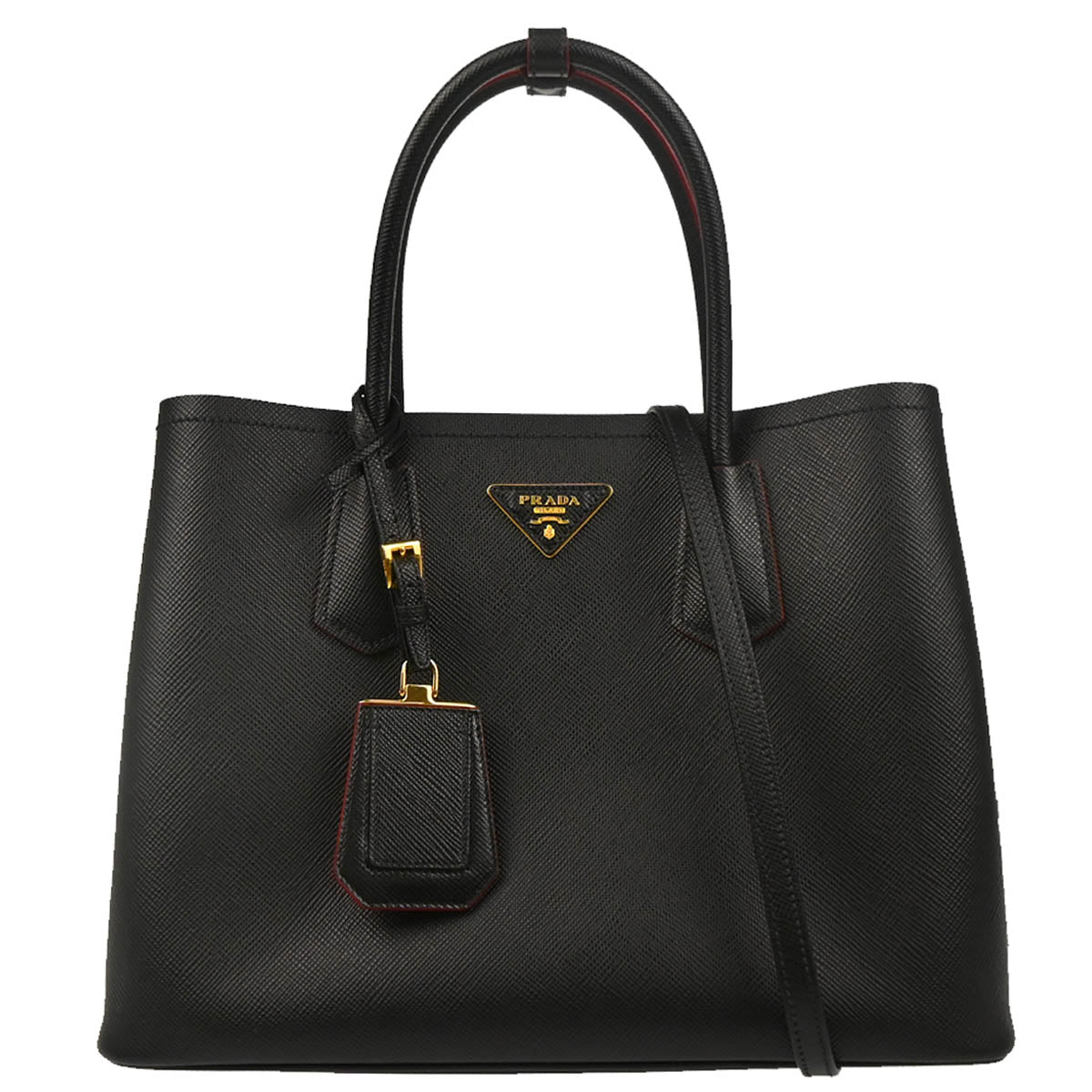 Prada Black Leather 2way Shoulder Tote Handbag