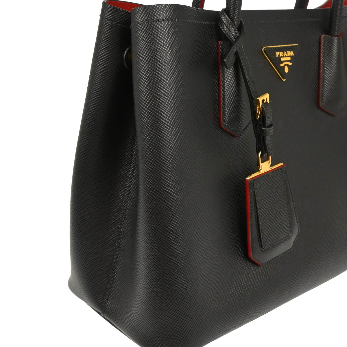 Prada Black Leather 2way Shoulder Tote Handbag