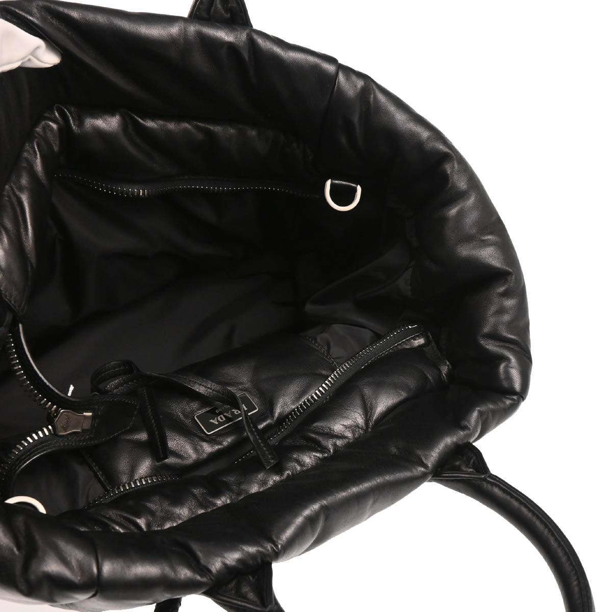 Prada Black Leather Bomber 2way Shoulder Handbag