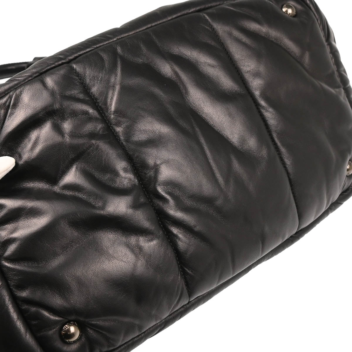 Prada Black Leather Bomber 2way Shoulder Handbag